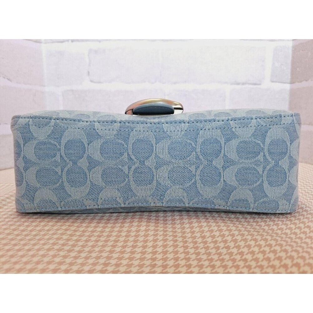 Coach CJ854 Soft Tabby Shoulder Bag Signature Denim Women's Handbag Blue Outlet - Picture 8 of 13